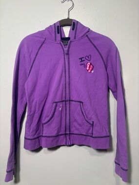 Faded Glory Purple Hooded Zip Jacket with Flip-Flop Patch